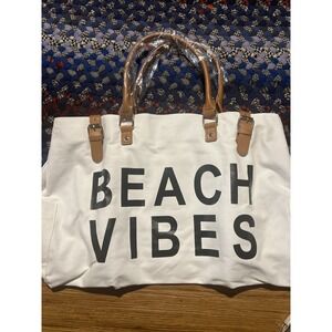 Beach Bag with Leather Handle, Extra Large Beach Bag